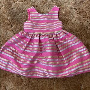 Gymboree Pink Dress with Gold and Silver Stripes